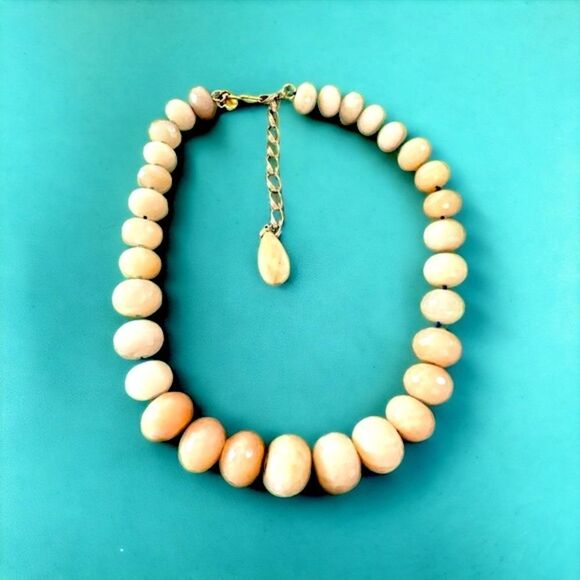 Faceted large natural rose quartz rondel necklace 17” with extension to 21” - Picture 6 of 9